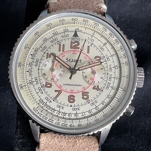 EUC Stauer Rare Co-Pilot Aviator Chronograph Telemeter Dial w Box